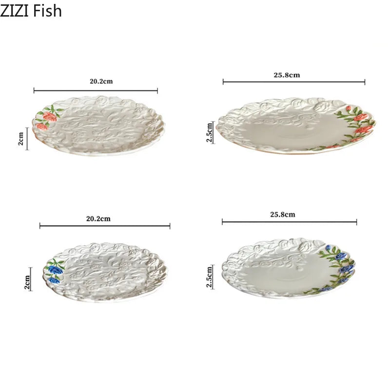 Rose Ceramic Afternoon Tea Cake Dessert Plate