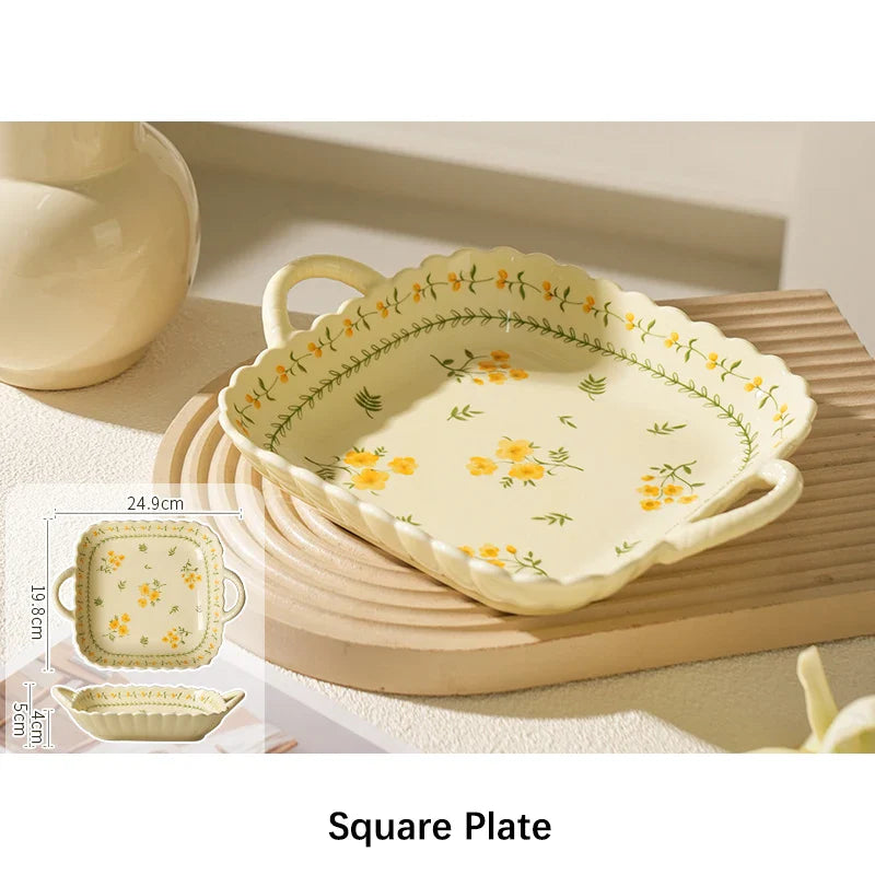 Porcelain Plate French Style Floral  Tableware