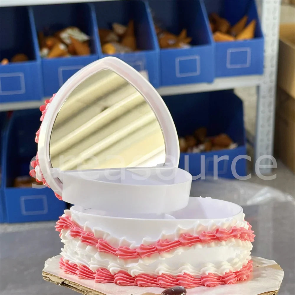 Lifelike Strawberry Cream Design Vibrant Pink Box Themed Photoshoots Jewelry Gifts Props Fake Cake Trinket Case Sweet Style