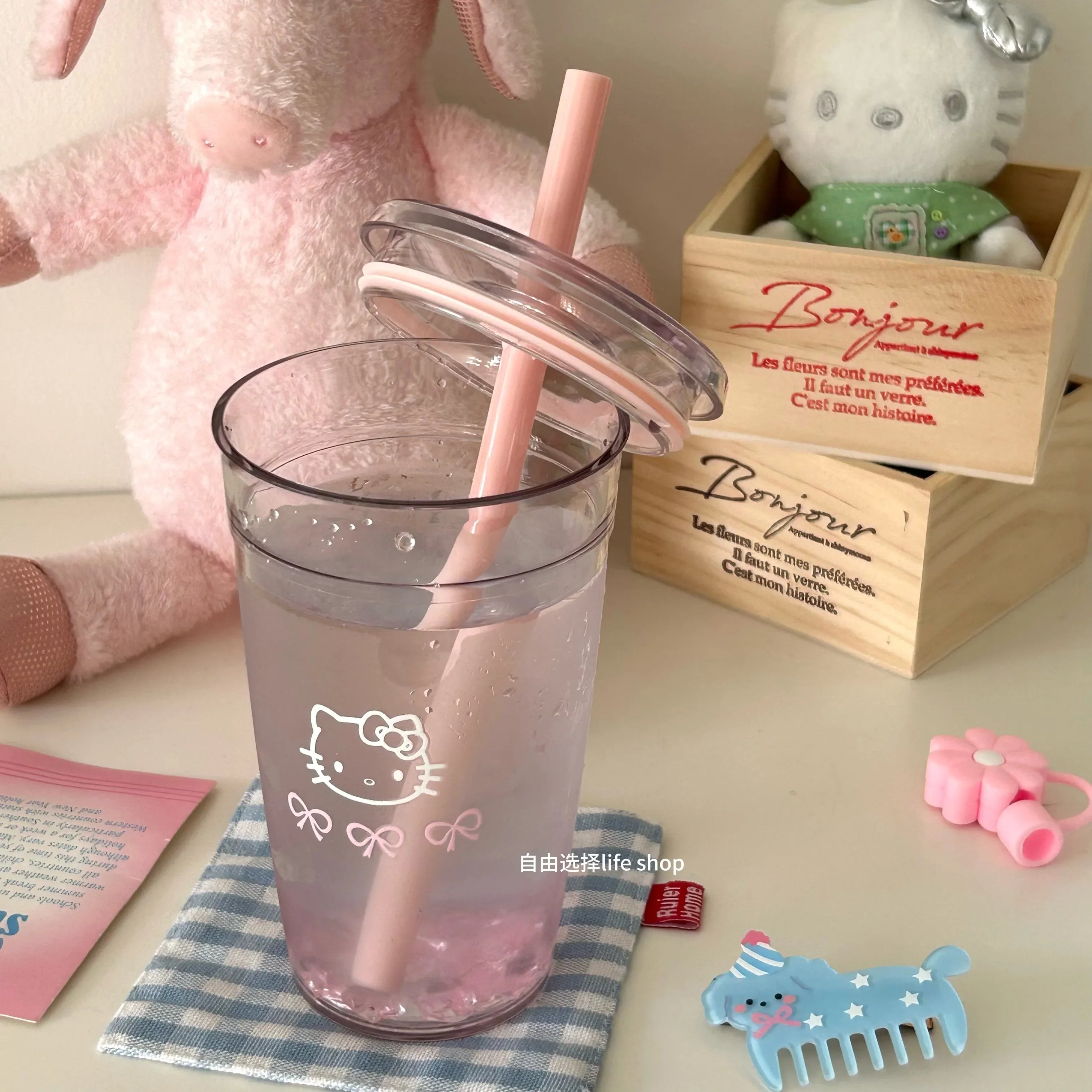New Cartoon Kawaii Kitty Straw Cup With High Value And Lovely High-Temperature Resistant Large-Capacity