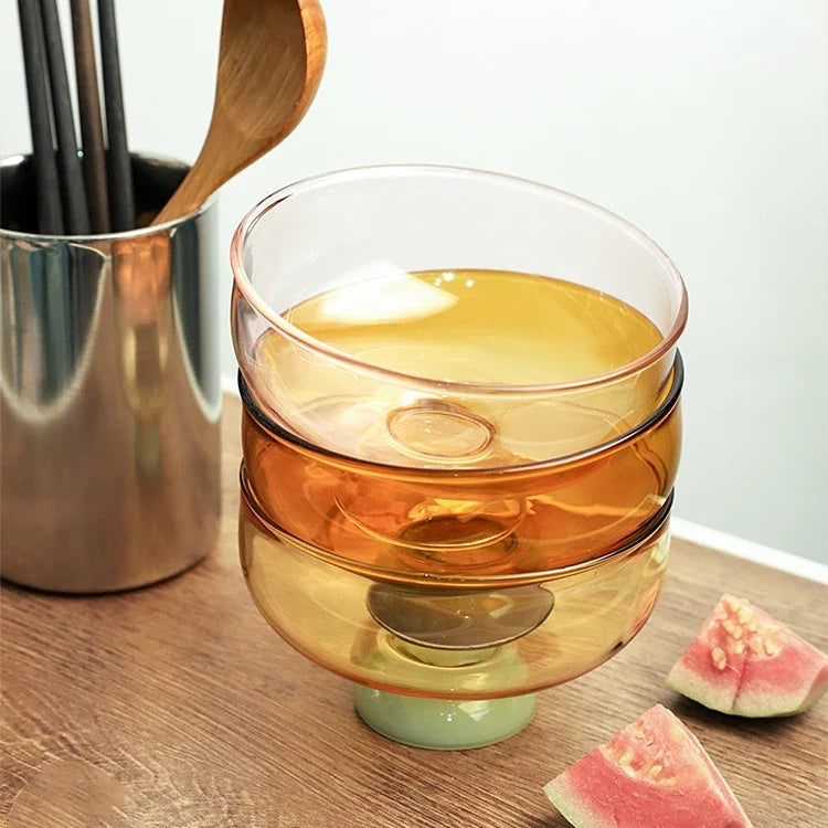 Ice Cream Bowl Glass Bowl for Desserts Colorful Glass Tableware Bowl Heat Resistant Glass 4Inch