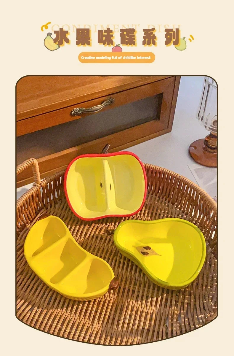 Cute Ceramic Dish Plates Fun Fruit Shape Snack Plate - Serving Small Plate