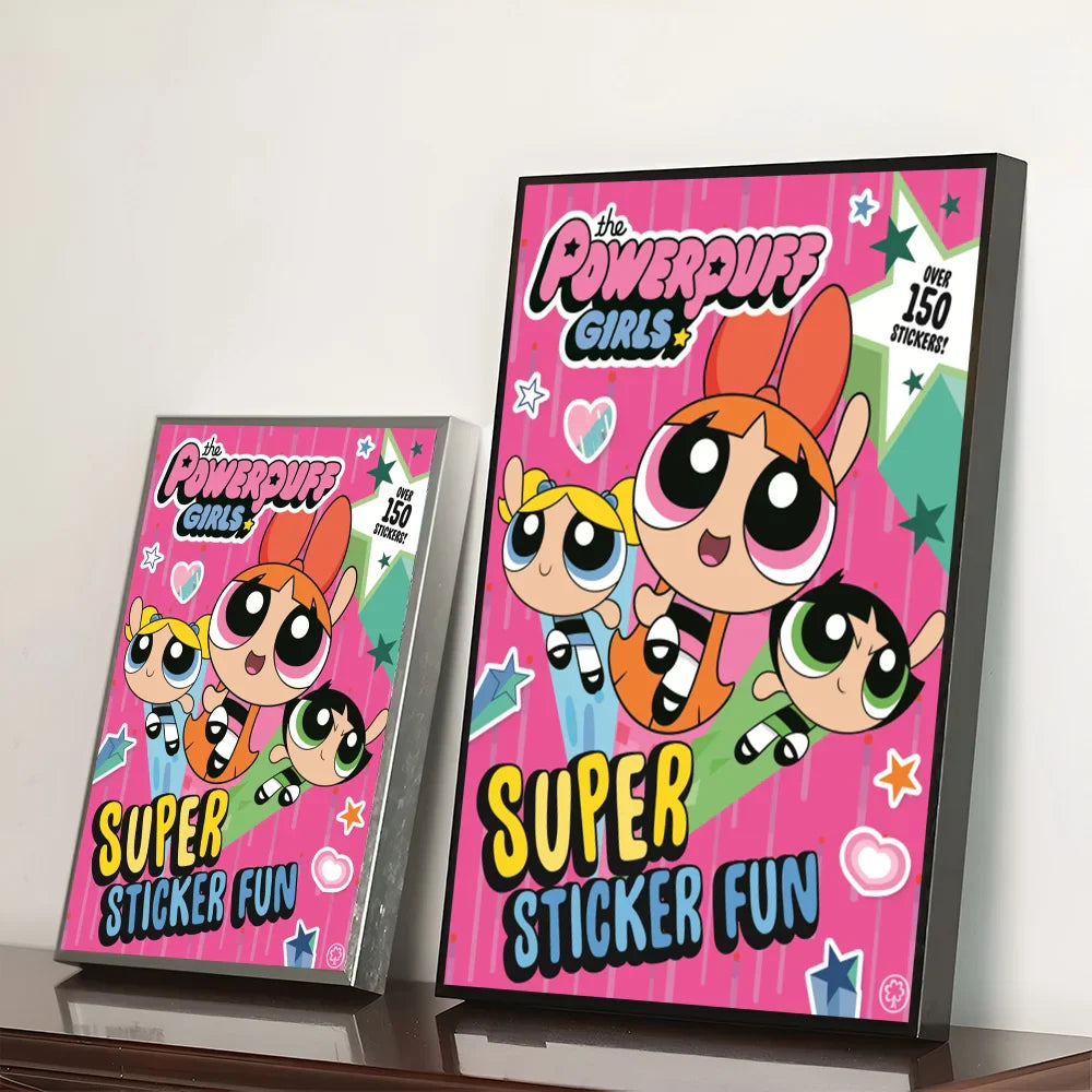 Cartoon P-Powerpuff Girls Poster Self-adhesive Art Waterproof Paper Sticker Wall Decoration