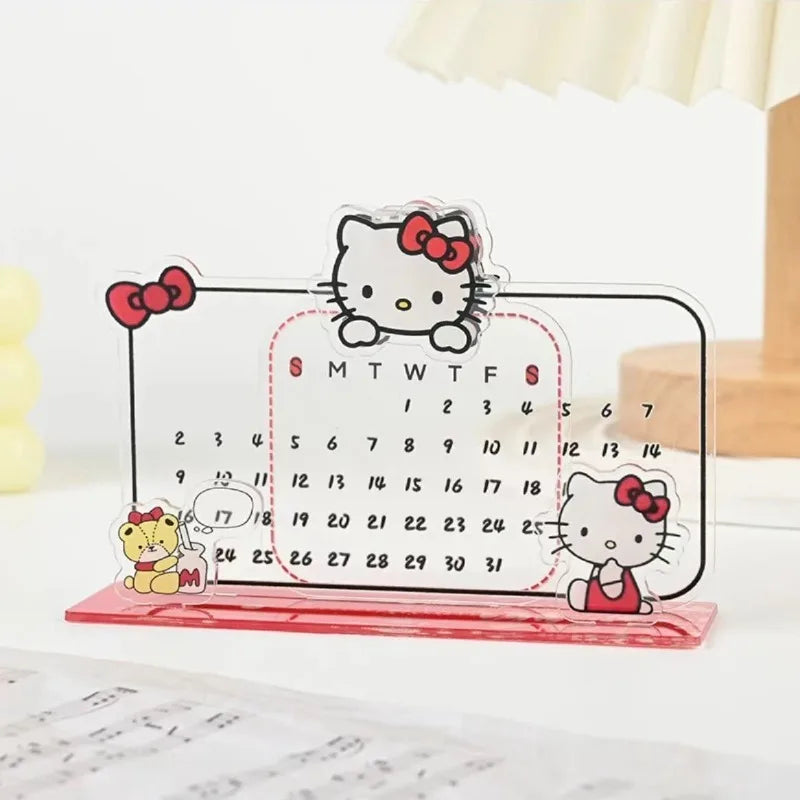 Sanrio Hello Kitty Calendar Cute Acrylic Recycling Reusable Calendar Note Board Desktop Essential