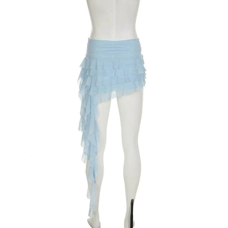 Coquette Low Waist Tassel Micro Skirts Multi-layers Sexy Pleated Skirt