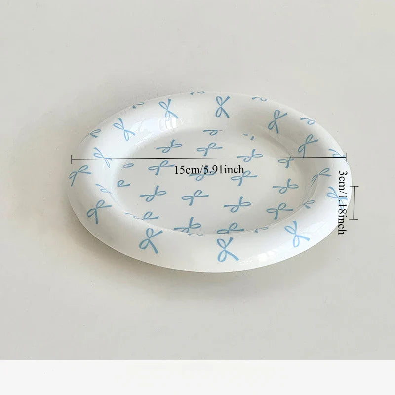 Heart Bow Ceramic Tableware Set Creative Breakfast Dessert Cake Plate