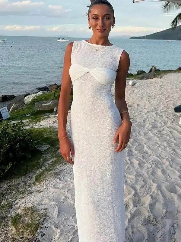 Knit Midi Pink Sweet Tanks Slim Dress