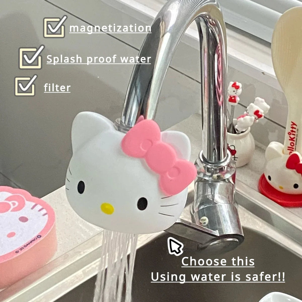 Creative Hello Kitty Kitchen Shower Faucet Kawaii Splash-proof Faucet Filter Household Rotatable Faucet Filter