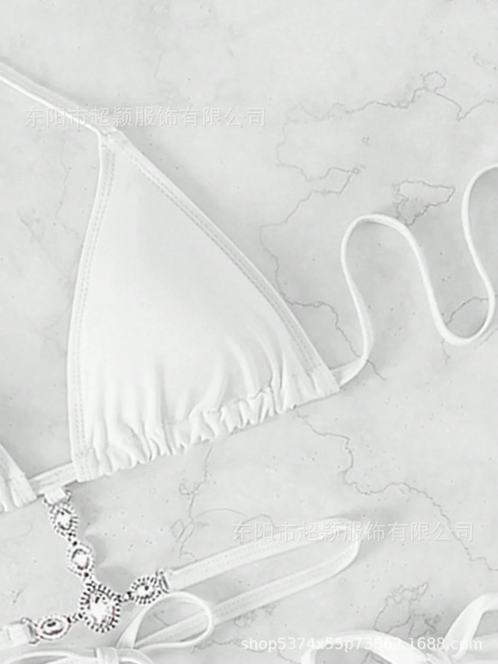 Women's Swimwear Crystal Diamond Triangle Bandage Backless Beach Bikini Swimsuit