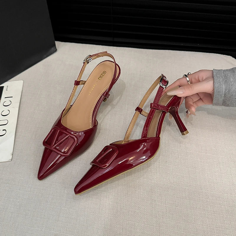 Luxury Brand Design High Heels Women's Stiletto Pointed Toe Strap Buckle Ladies Party Banquet High Heel Sandals