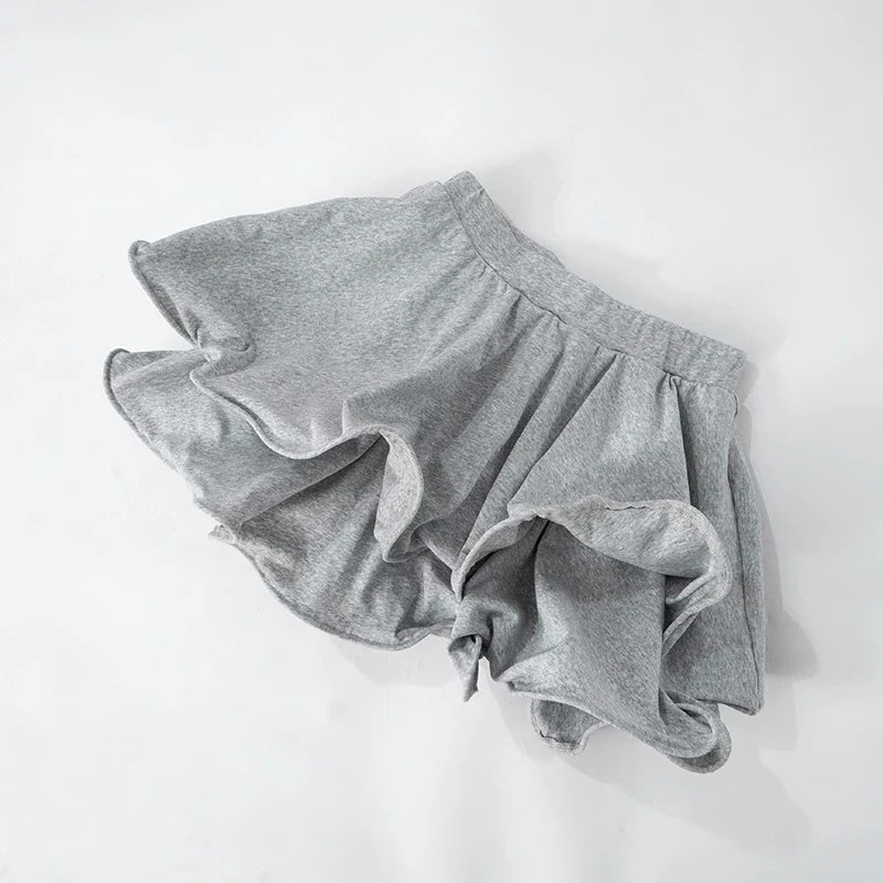 Irregular Tierred Mini Skirts Women Y2K Chic Puffy Wild Basic Coquette Style