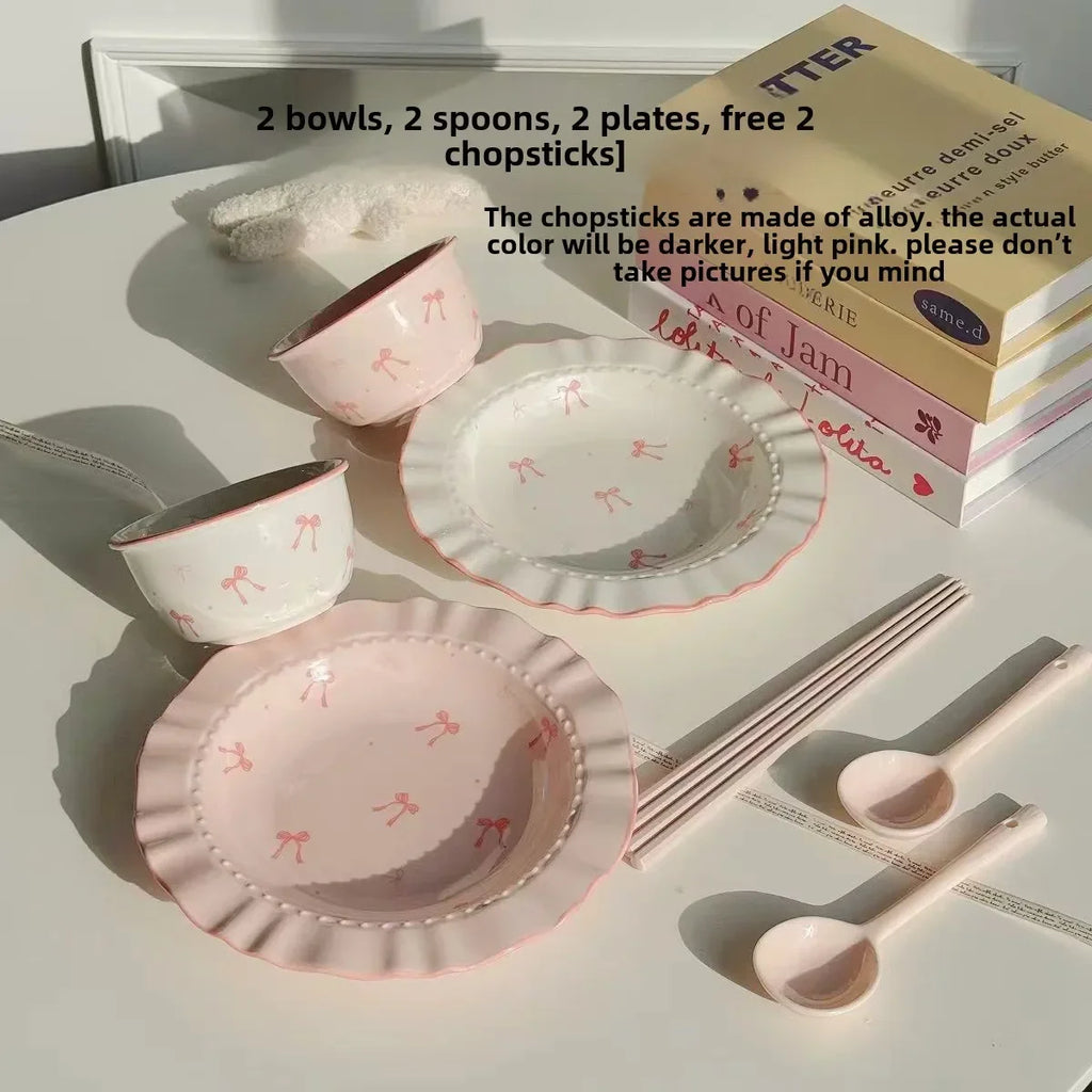 Coquette Bow Bowls and Plate