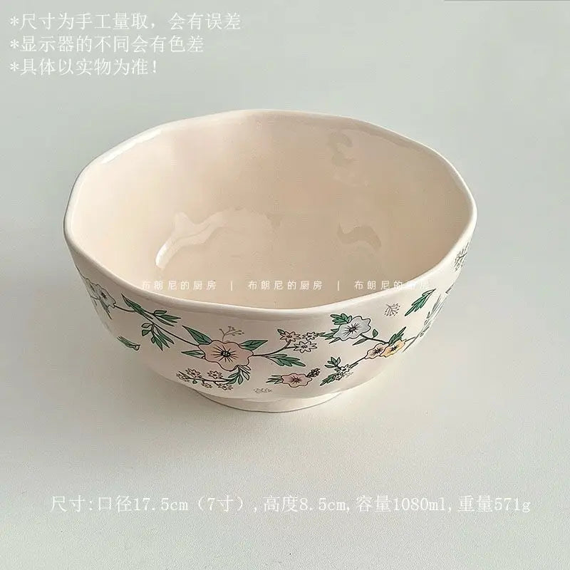 Ceramic Floral Bowl Plate Set