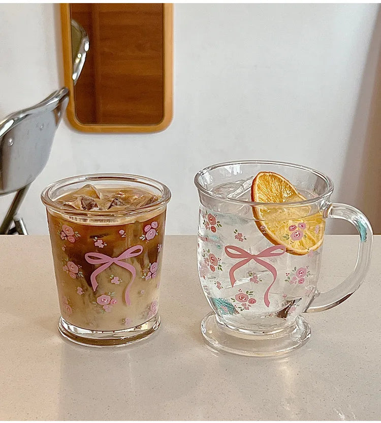 Kawaii Bowknot Glass Cups Bow Knot Drinkware