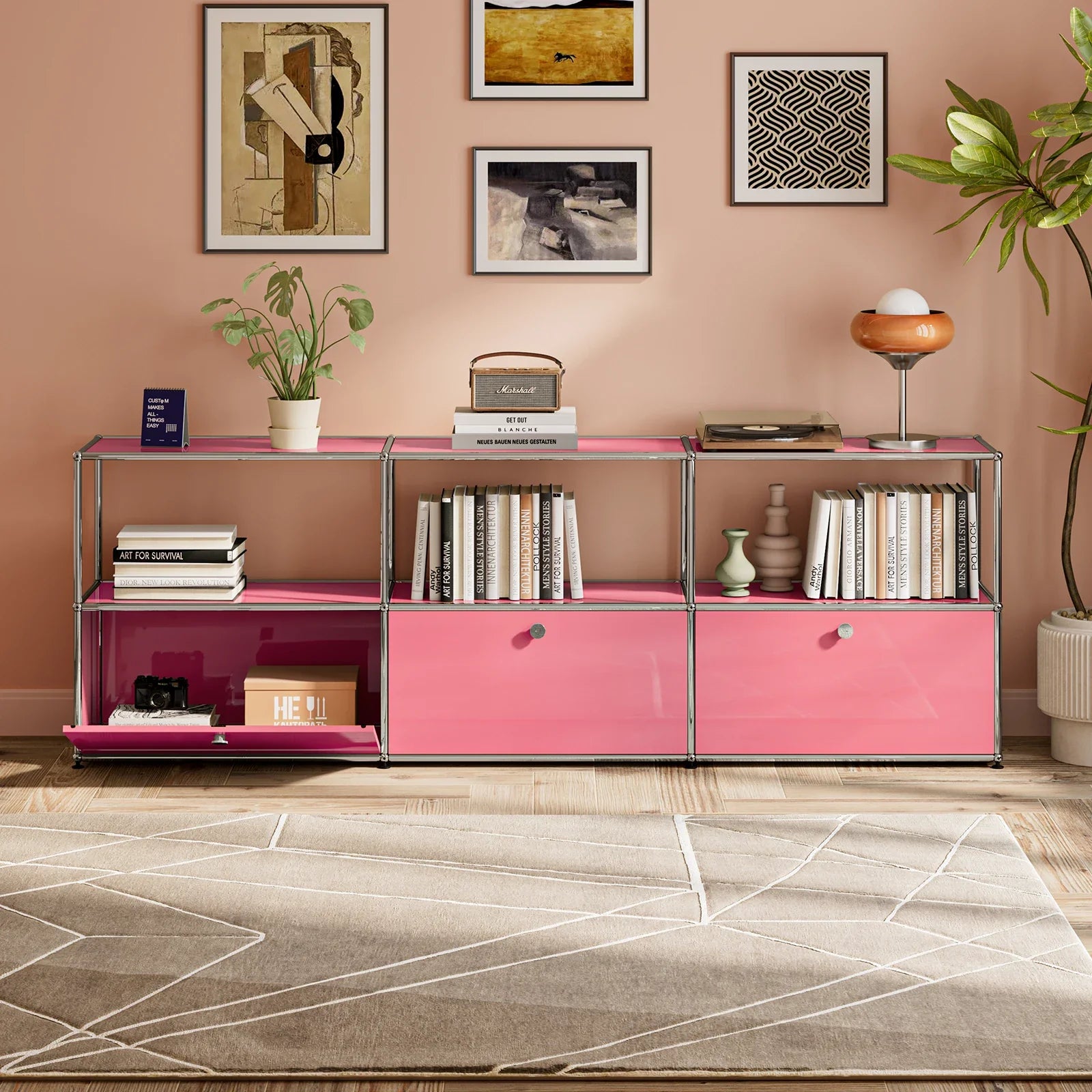 Storage Cabinet Module Furniture Haller Storage Shelf Sideboard Living Room Furniture Bed Side TableNight Stand Cabinet Home Use