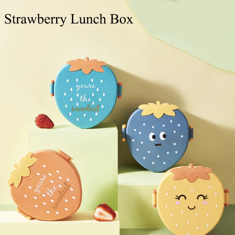 Strawberry Shape Lunch Box, 2 Layer Food Fruit Storage Bento Boxs