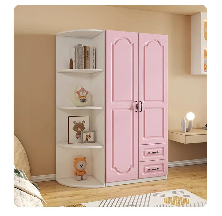 Two Door Wardrobe Clothing Organizer Korean Style Wooden Wardrobe - Heavy Duty