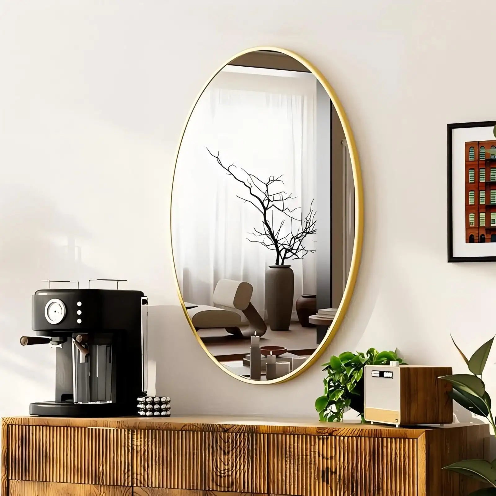Oval Bathroom Mirror 26"x38" Bathroom Vanity Mirror, Gold