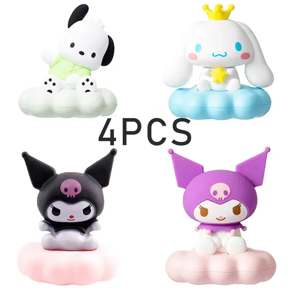 Kawaii Sanrios Night Light Enamel Cloud Cartoon Kuromi Cinnamoroll Pochacco Small Table Light Illuminating Decoration