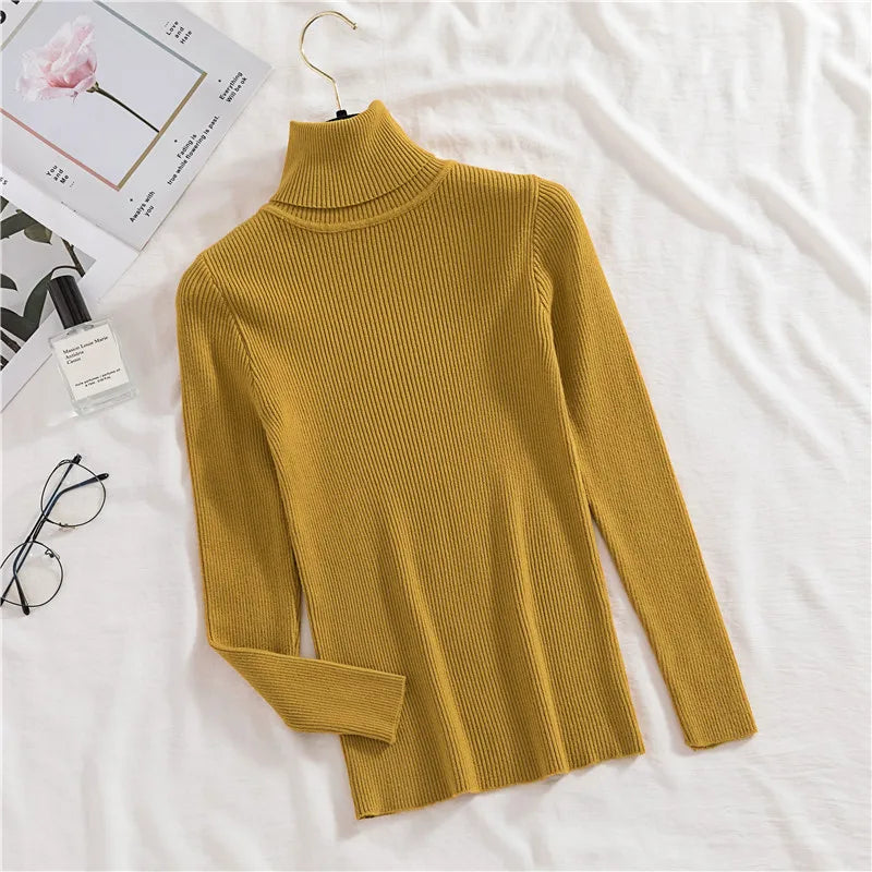 Women Fall Turtleneck Sweater Knitted Soft Pullovers Cashmere Jumpers Basic Soft Sweaters For Women Autumn Winter