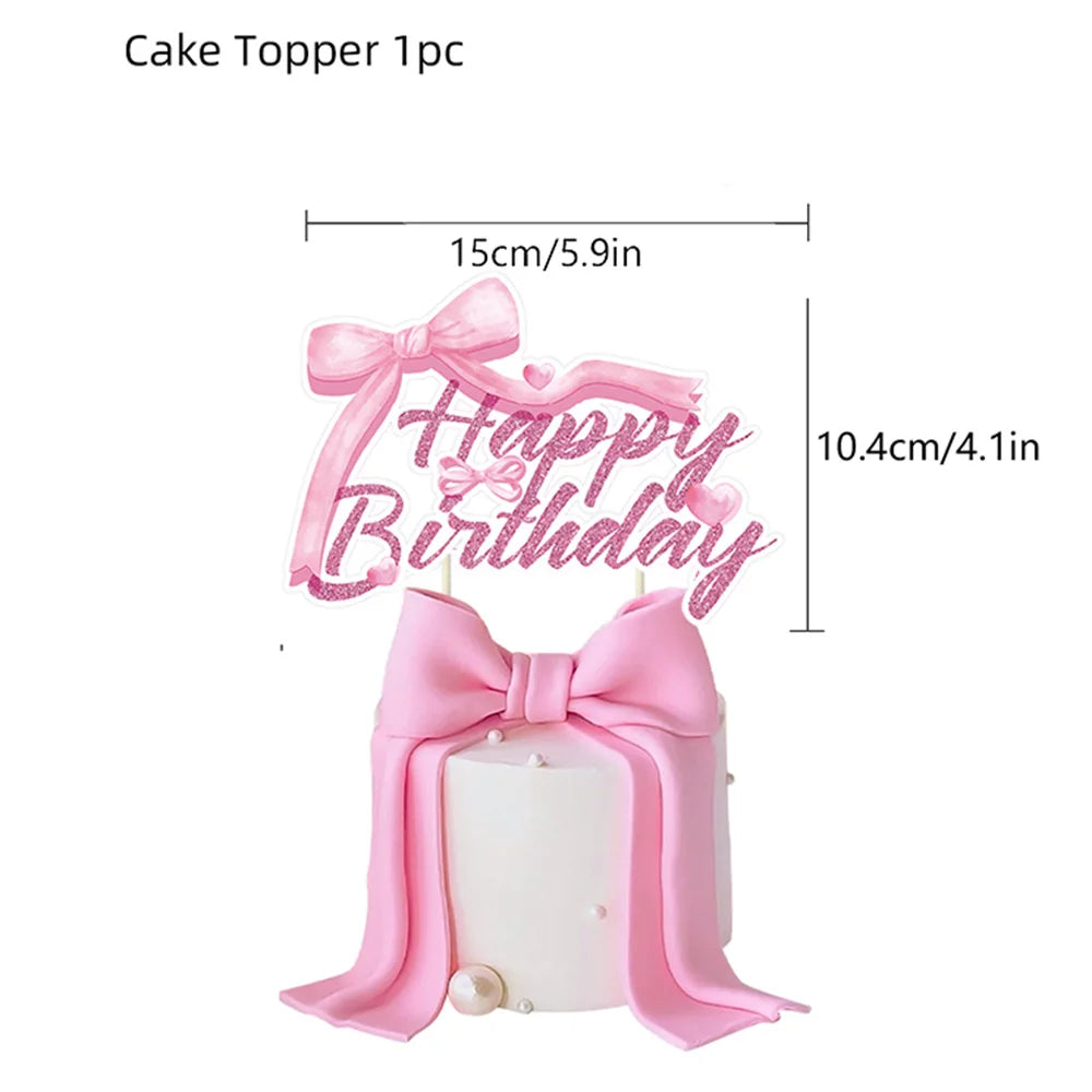 Pink Bow Paper Baking Cups Cupcake Wrappers Bow Cupcake Toppers