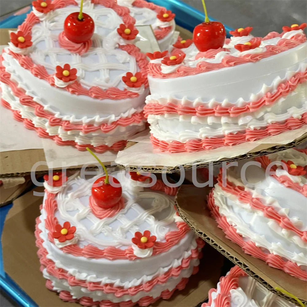 Lifelike Strawberry Cream Design Vibrant Pink Box Themed Photoshoots Jewelry Gifts Props Fake Cake Trinket Case Sweet Style