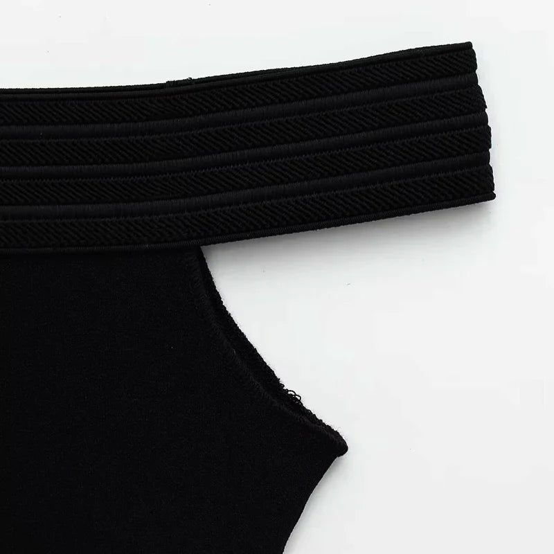 Women Black Bodysuit Off Shoulder Slimming Sexy Tops Elegant Spandex Corset Bodycon Bodys Sleeveless Thong Bodysuit