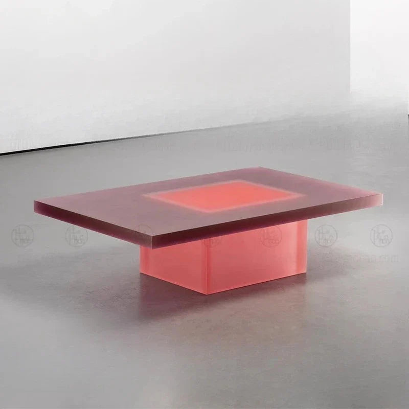 Luxury Creative Pink Rectangular Acrylic Coffee Table Modern Living Room Sofa Matte Corner Table