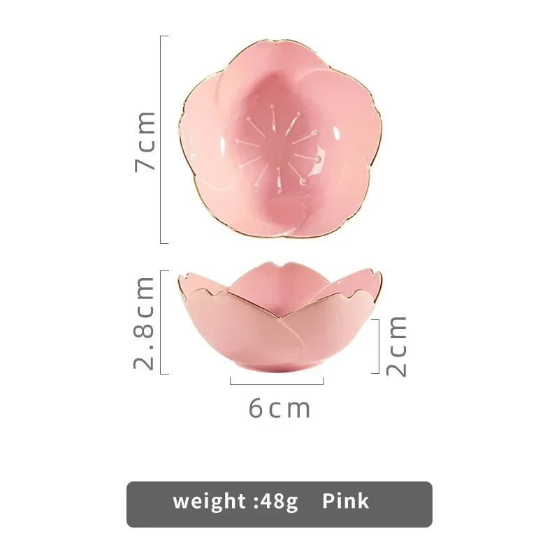 Kawaii Japanese Sakura Ceramic Dish Cherry Blossom Plate Sauce Dish Flower Bowl