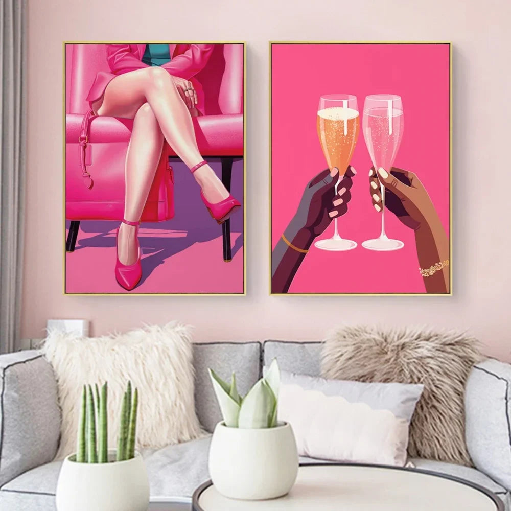 Modern Simple Wall Art Pink Fashion Women Sexy Legs HD Canvas Print Poster Home Living Room Bedroom Decoration