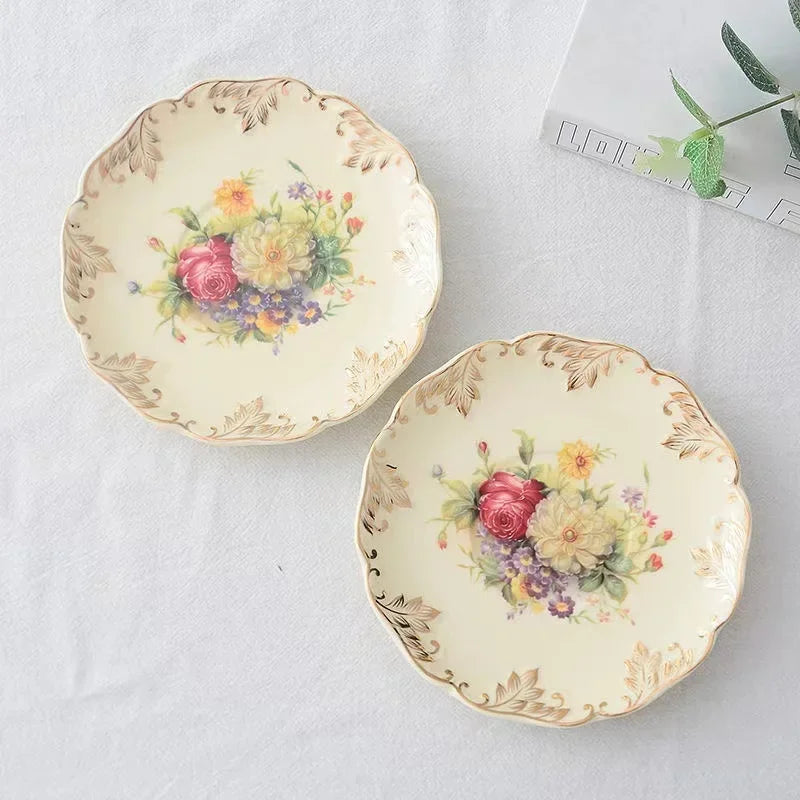 Rose Flower Hand Painted Cup Saucer Dish Kitchenware