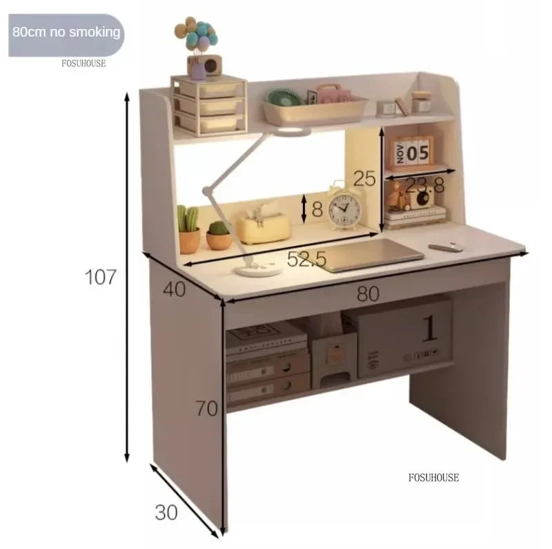 Girl Pink Bookshelf and Bookcase Integrated Study Desk with Storage Gaming Table Modern Office Furniture
