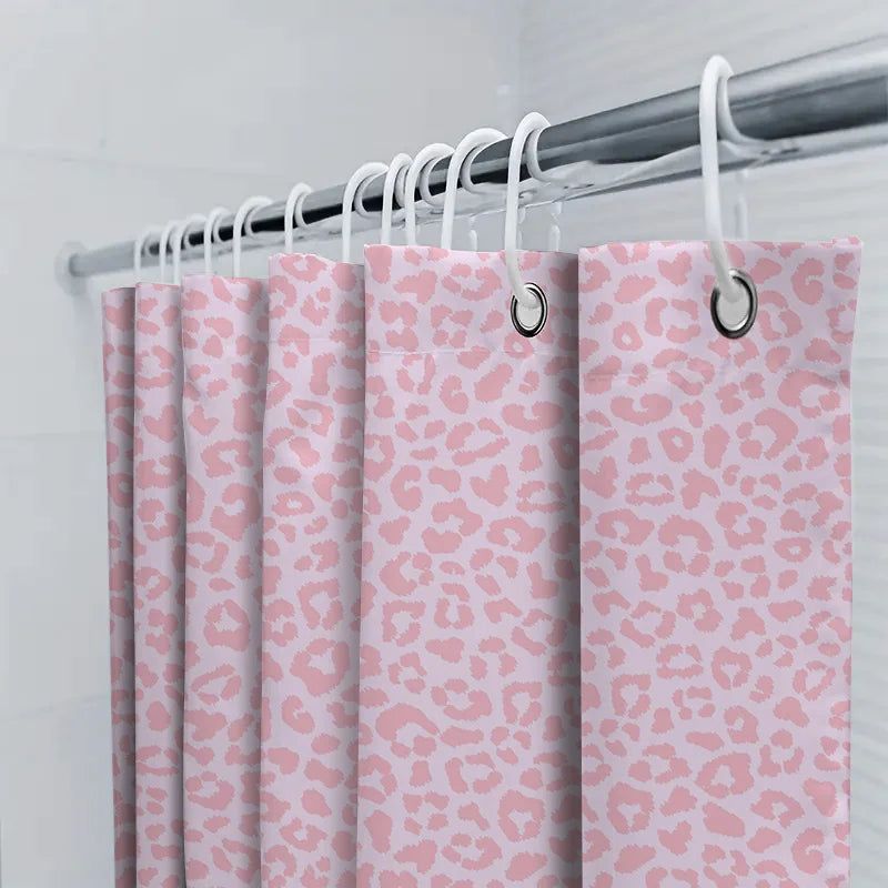 Pink Leopard Print Shower Curtain Home Decor Bathroom Supplies Modern Decoration Waterproof Bath Rug Tarpaulin Size Customizable