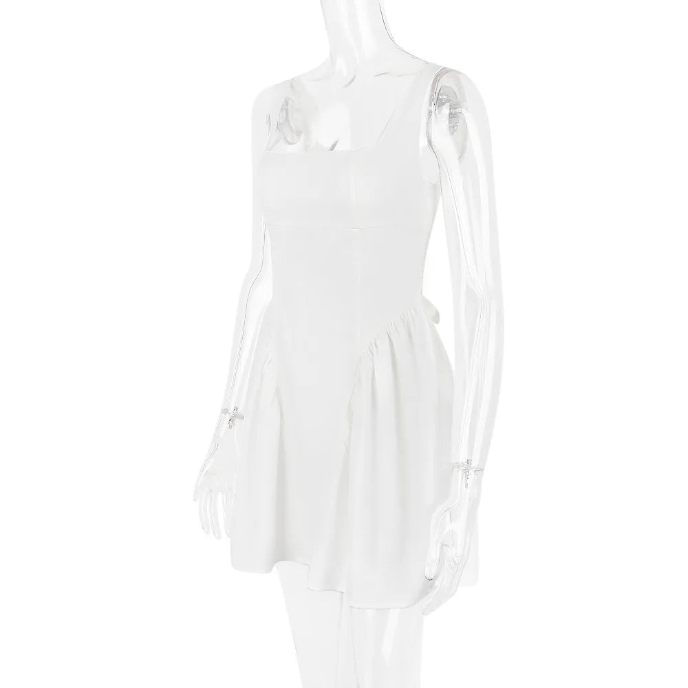 Mini Backless A Line Dress Sexy Big Bow Dress Casual Women Dress