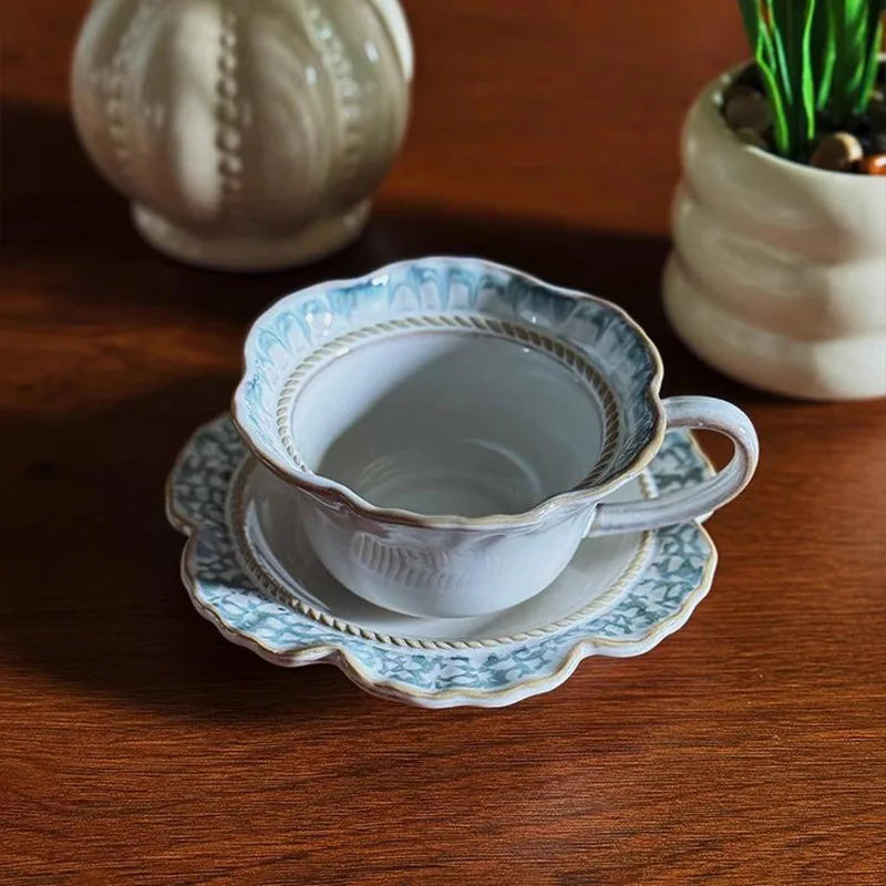 Vintage Ceramic Niche Design Afternoon Teacup with Dessert Plate