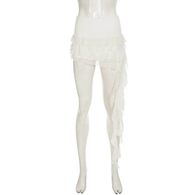 Coquette Low Waist Tassel Micro Skirts Multi-layers Sexy Pleated Skirt