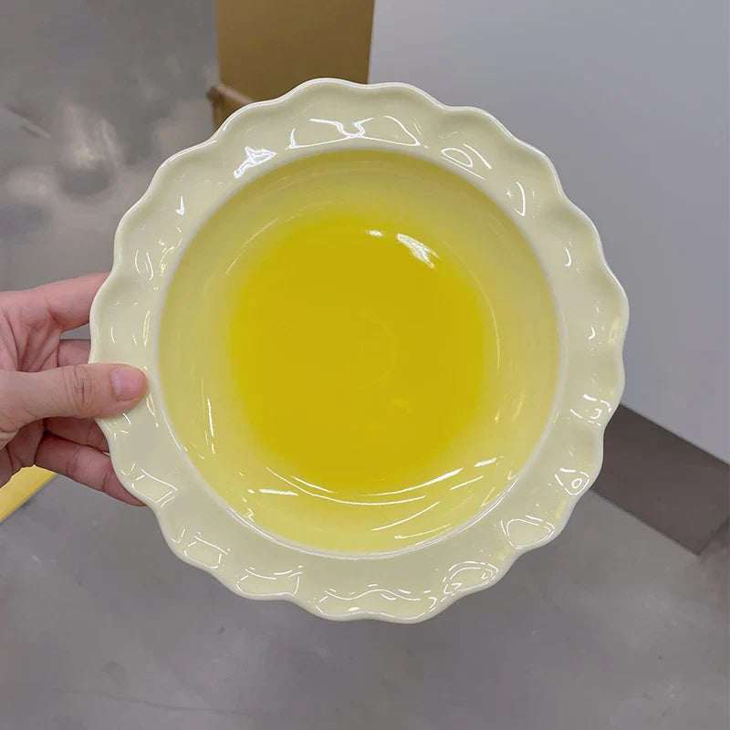 French Style Ceramic Plate Gradient Floral Shape Porcelain Dinnerware