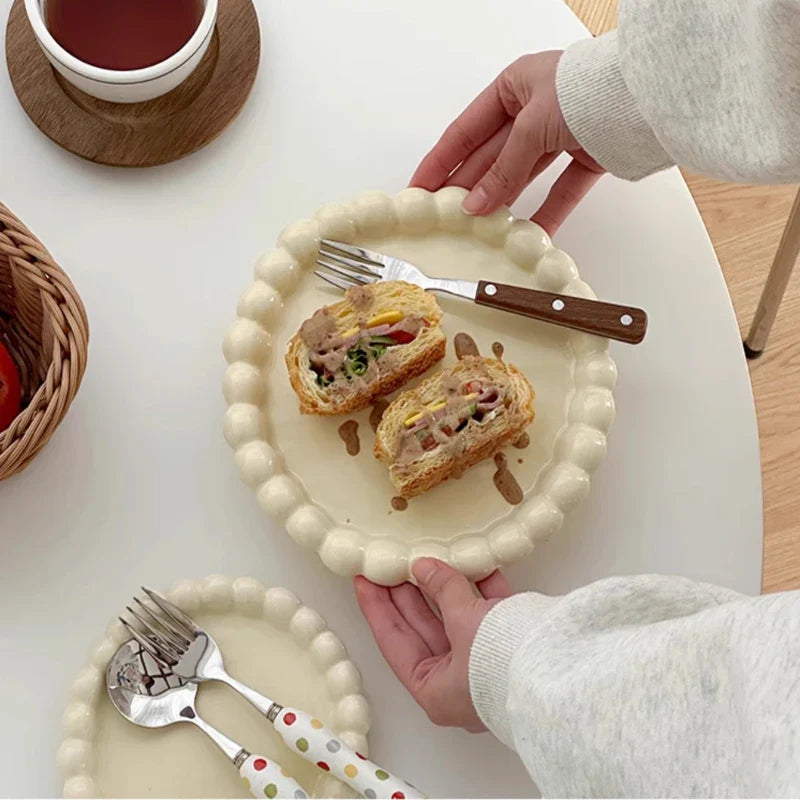Cute Pearl Ceramic Plates Decorative Luxury Dish Kitchen Tableware