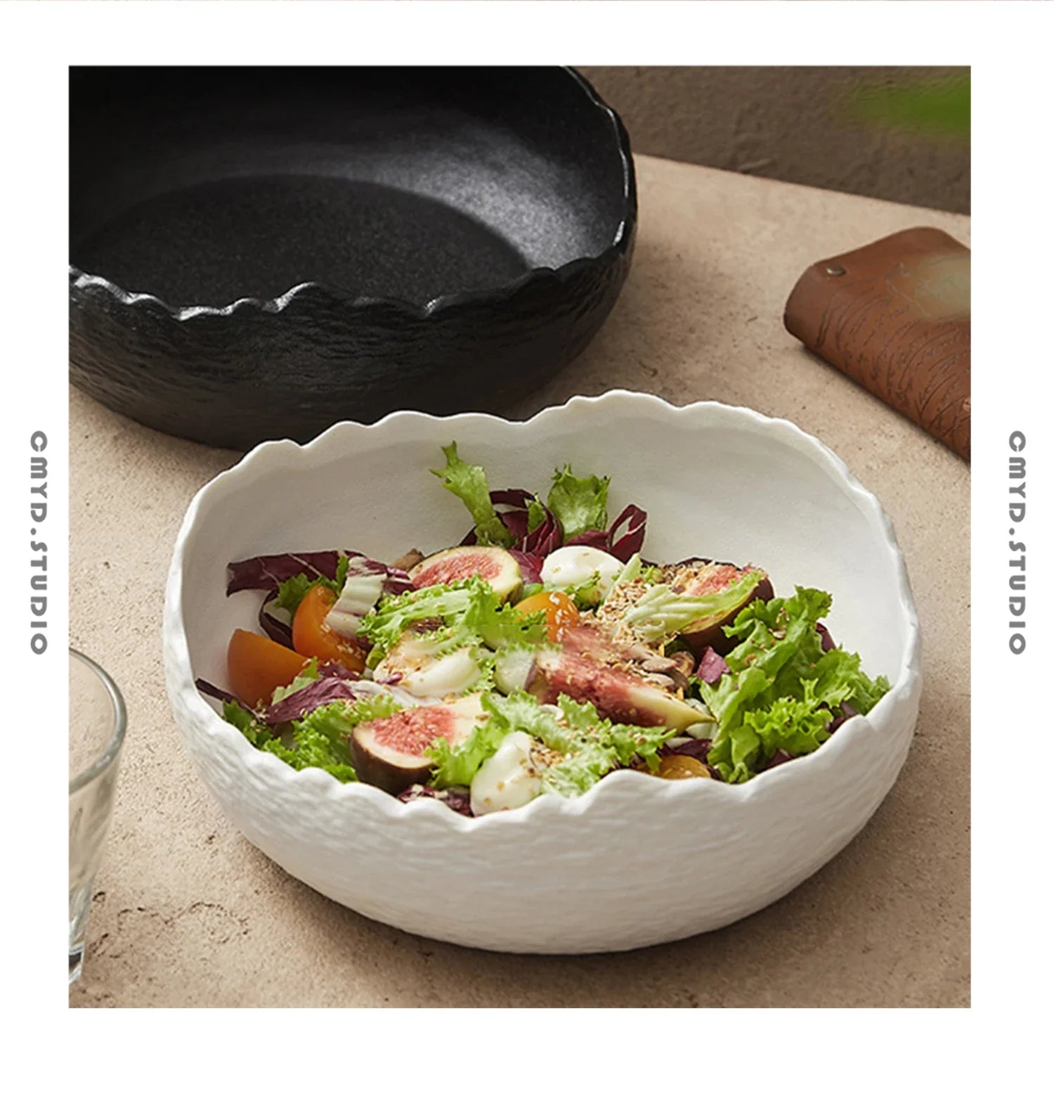 Irregular Ceramic Deep Salad Plate Frosted Cold Dish Plate Fruit Salad Bowl