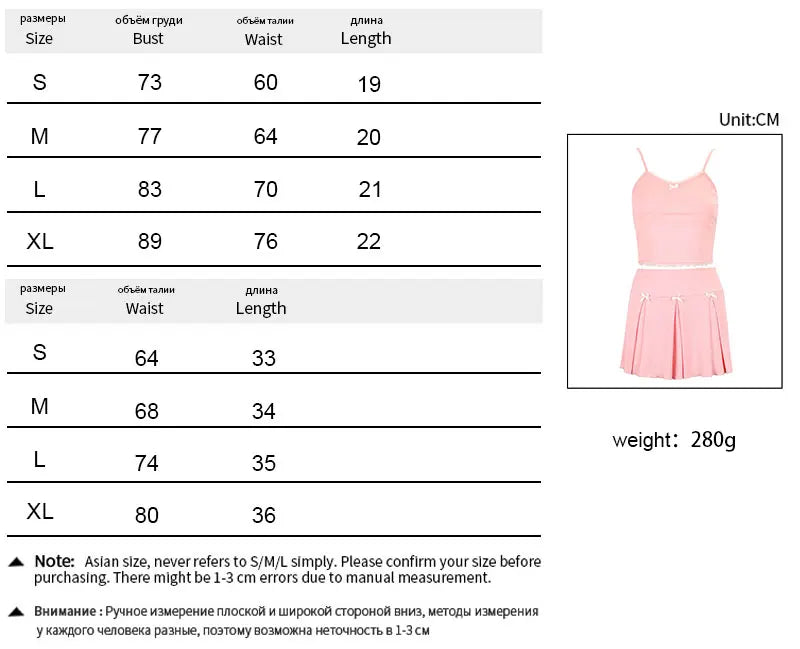 Women's 2 Piece Streetwear New Bow Pleated Skirt Pink Sweet Sexy Lace Backless V-Neck