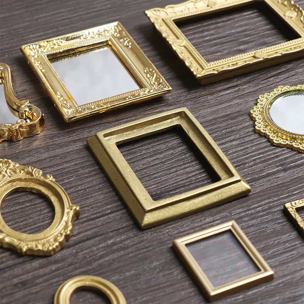 Mini Frames Doll House Plastic Vintage Miniature Mirror Accessories