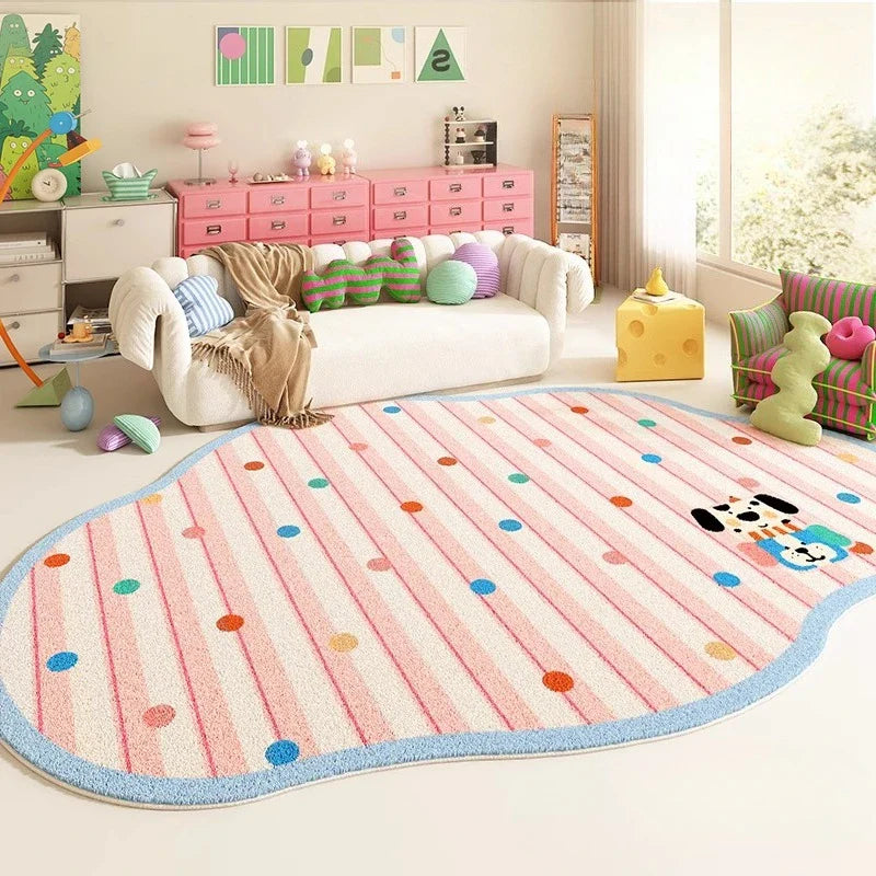 Cream Style Rugs Decoration Anti-slip Carpet Fluffy Soft Floor Mat Thick Plush Cloakroom Rug