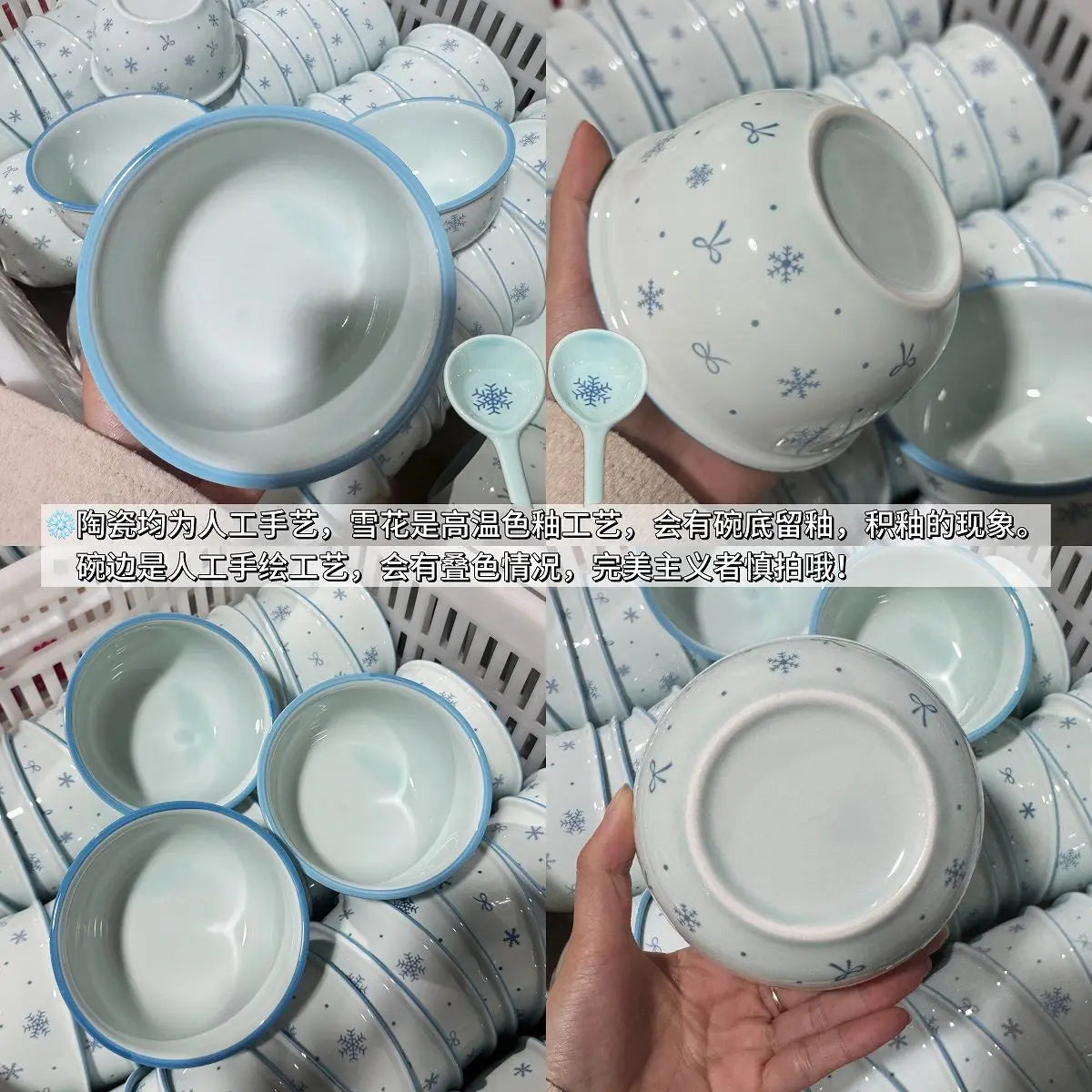Ceramics Blue Bows Bowl & Plate Dinnerware