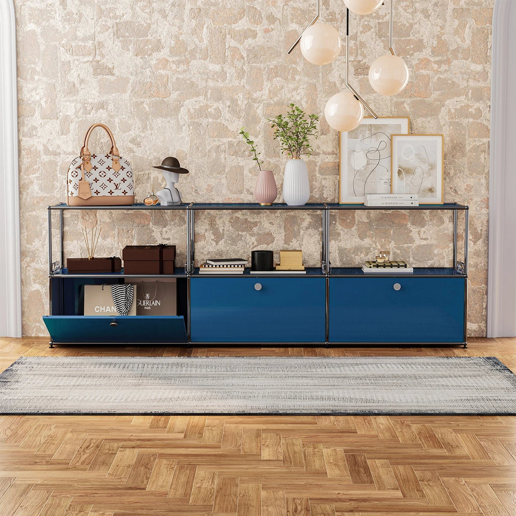 Modular Combination Storage Cabinet Middle Multi-function Haller Stainless Steel Structure with Door Furniture