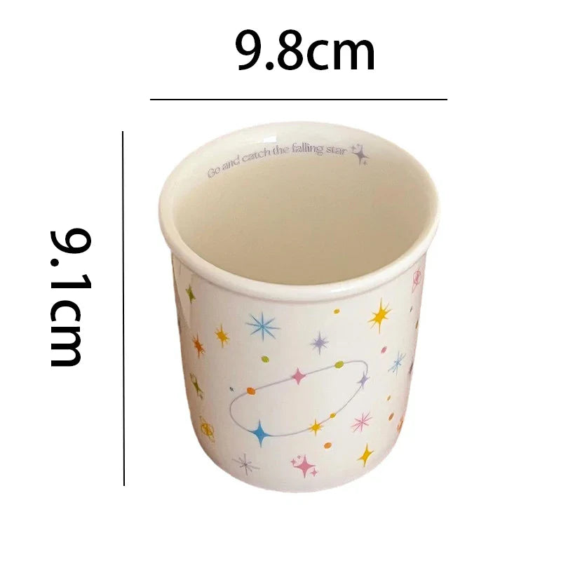 Colorful Polka Dot Smiling Face Holding Ceramic Cup