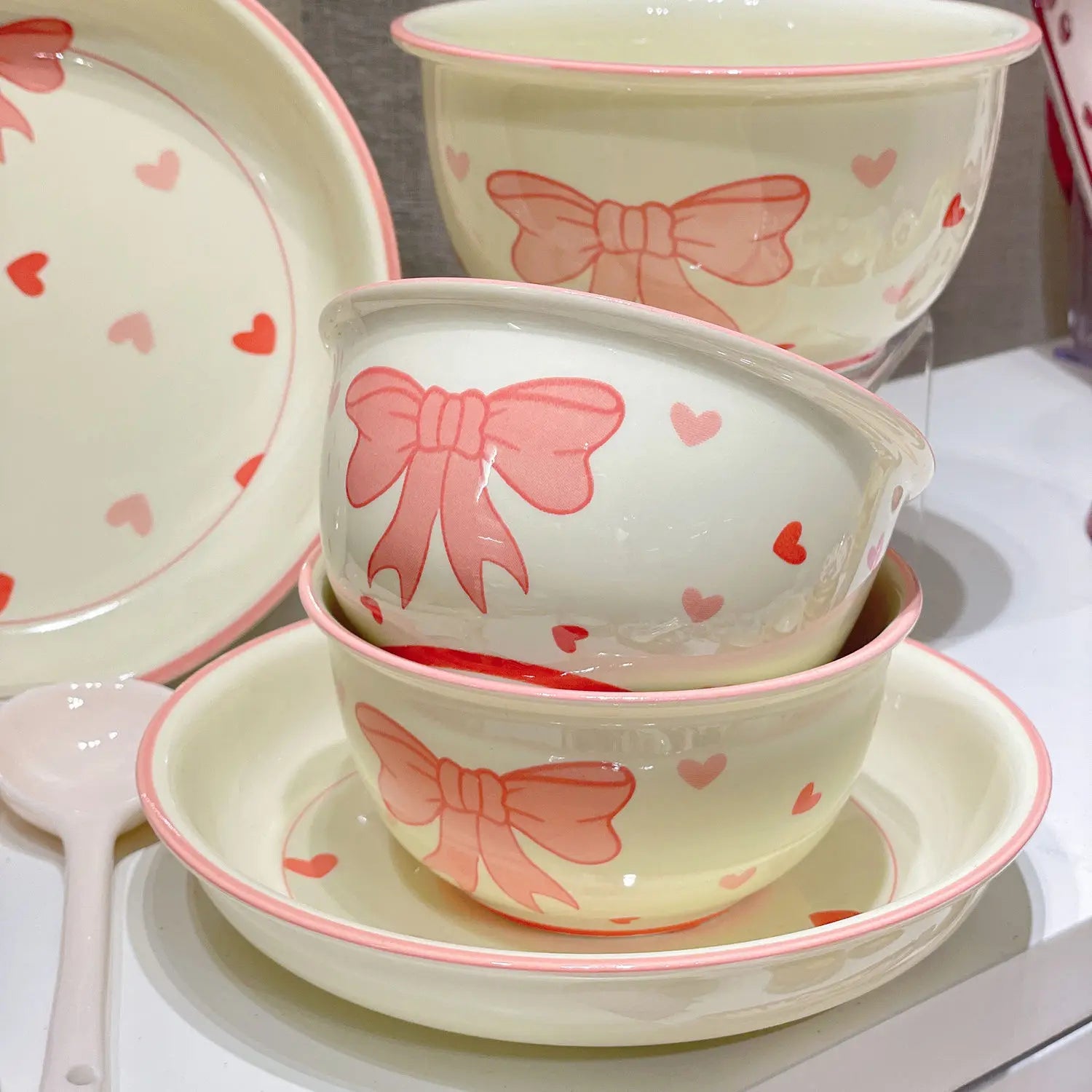 Ceramic Lovely Bow Wave Lace Ceramic Heart Plate