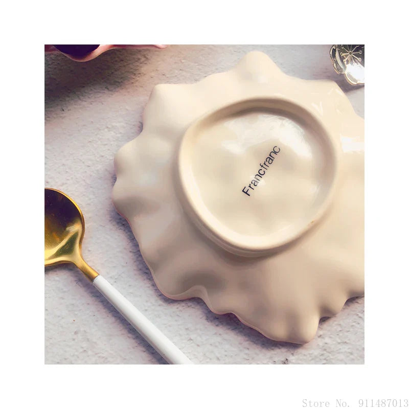 Cute Ceramic Small Dish, Painting Underglaze Color Flower Shape