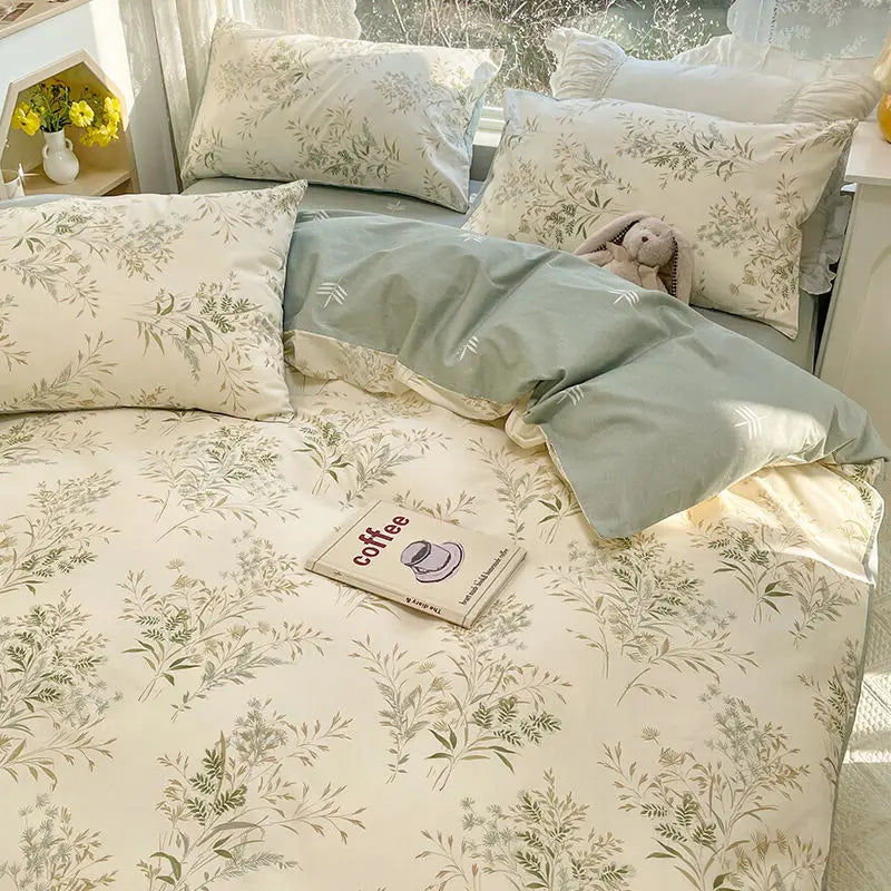 Cute Bedding Set Soft Ins Single Double Size Duvet Cover Flat Sheet Pillowcase Girls Home Totel Bed Linens