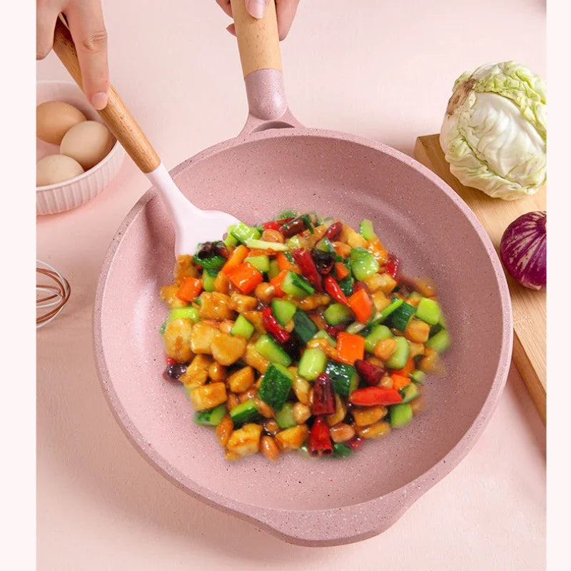 Stone Non-Stick Cooking Pan, Household Saucepan, Induction and Gas Compatible, Healthy Cookware, Stylish Pot