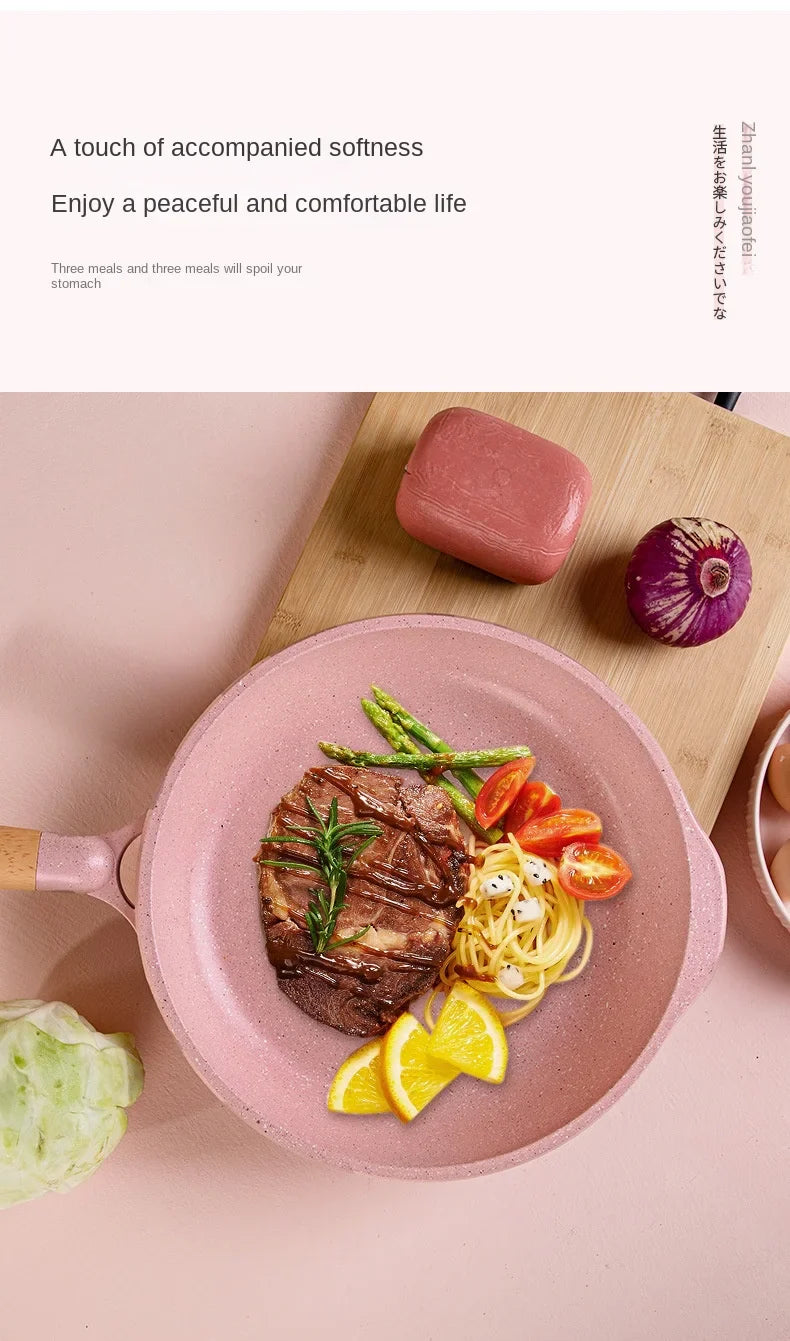 Stone Non-Stick Cooking Pan, Household Saucepan, Induction and Gas Compatible, Healthy Cookware, Stylish Pot